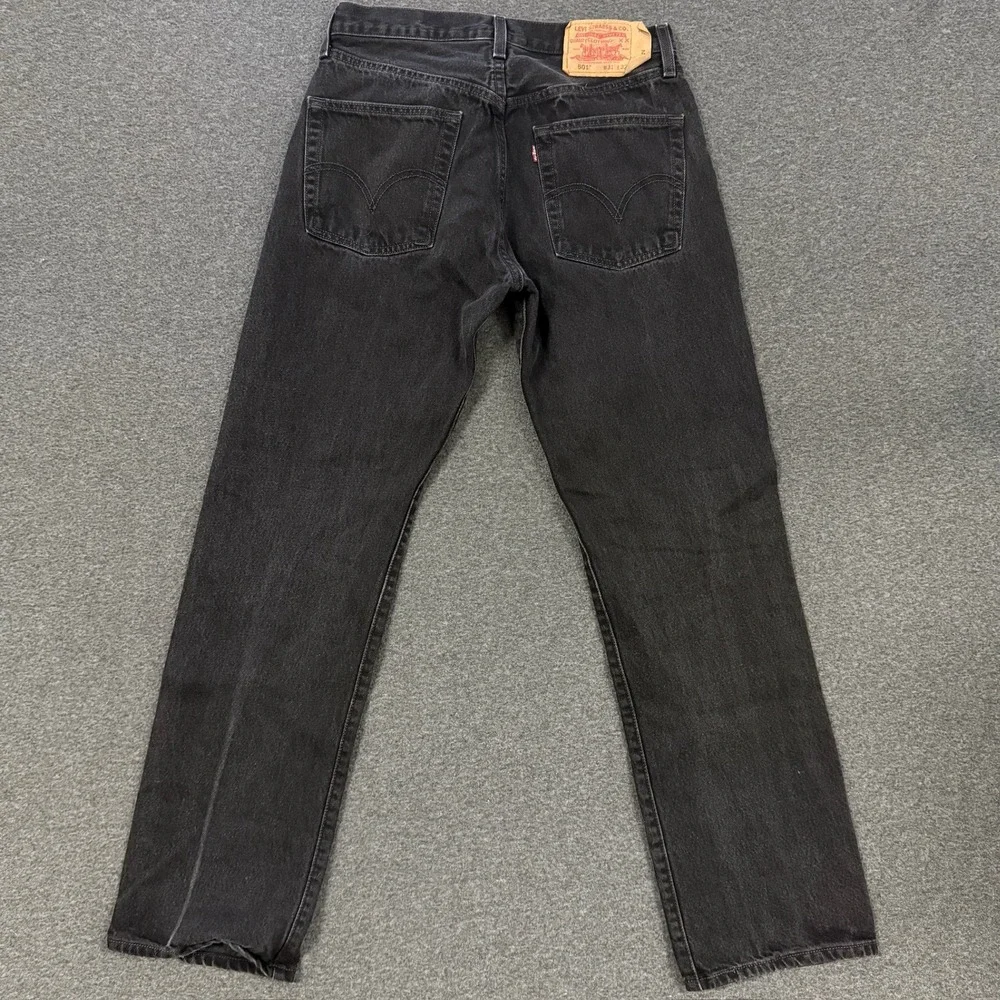 Vintage Levis 501 Jeans Mens 31x32 Black Straight Leg Button Fly Denim Paper Tag